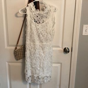 She +Sky white lace midi dresss